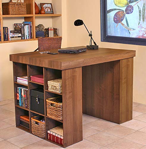 Project Center Desk with 2 Bookcase Sides-Walnut