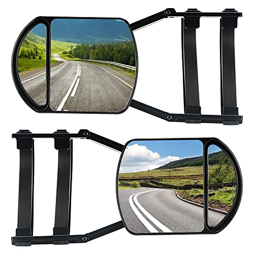 Lifronkit Universal Clip-on Towing Mirrors Extension Towing Mirror 360 Degree Rotation Adjustable Dual View Tow Mirror for Vehicle Car Truck Trailer, 2 Pieces