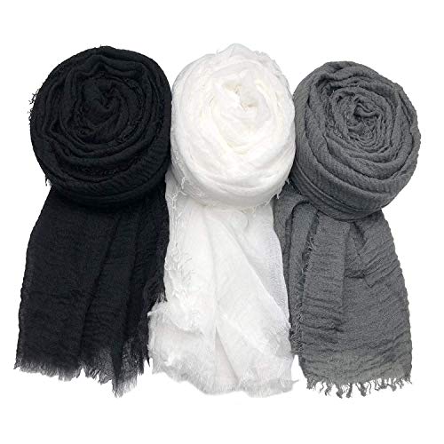 MANSHU 3PCS Women Soft Cotton Scarf Shawl Long Scarf, Scarf and Wrap, Big Head Scarf.