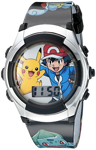 Accutime Pokemon Kids Digital Watch Pikachu & Ash, Easy-to-Read LCD Display, Educational Quartz Wristwatch, Durable & Fun, Ideal Gift for Boys and Girls - Model POK3018