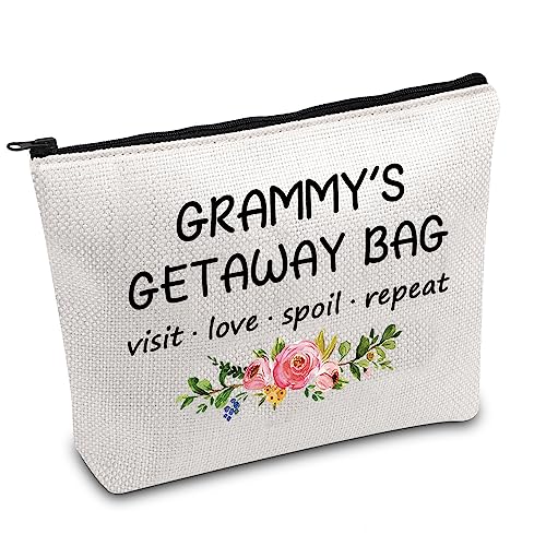 FOTAP Grandma Gifts Gyammy’s Getaway Makeup Bag Nana Survival Kit Mother's Day from Grandkids Best Grandma Ever Bag Grandma Appreciation Gift (Grammy’s getaway)