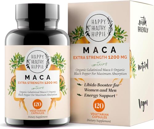 Organic Maca Root Capsules - Libido Booster for Women - 1200 mg Maca Root Powder | Energy Pills from Peru | Female Libido Booster for Performance | Aphrodisiac | Fast Absorption & Potent, 120 ct