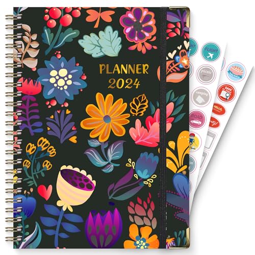 2024 Planner Weekly Monthly Planner from Jan 2024 - Dec 2024, 8.5'' X 6.4'' Academic Planners 2024 Calendar with 12 Monthly Tabs, Hardcover, Inner Pocket, Contact Pages, Planner for Office, School