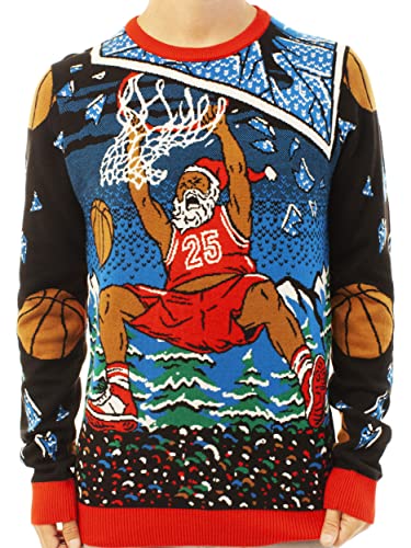 Ugly Christmas Party Unisex Ugly Christmas Sweater Basketball Santa-2XL Basketball Santa Black