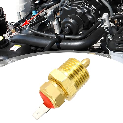 BESULEN Car Fan Temperature Switch, 200 to 185 Degrees Adjustable Temperature Switch, Copper Electric Engine Cooling Sensor Switch with 3/8' Pipe Thread and Hexagonal Nut, Fits 10 '12' 14 '16' Fan