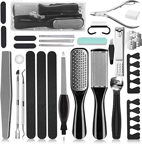 Professional Pedicure Tools Set, 26 in 1 Stainless Steel Foot Care Kit Foot Rasp Dead Skin Remover, Foot File Kit Foot Callus Remover, for Men Women Travel