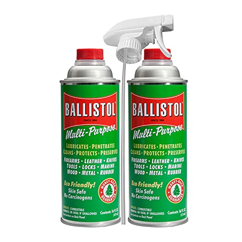 Ballistol Multi-Purpose Can Lubricant Cleaner Protectant 16 oz, 2 Pack with 1 Sprayer
