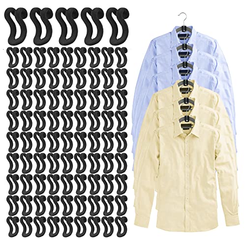 Clothes Hanger Connector Hooks, 60 Pcs Heavy Duty Velvet Clothes Hangers with Cascading Hook, Space Saver Mini Cascading Hangers for Clothes, Closet(Black)