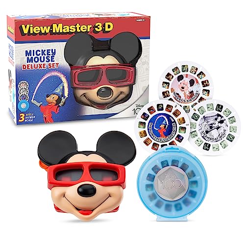 View Master Mickey Mouse Deluxe Set, Disney 100 Edition - STEM, Retro, Fun Learning Toy for Kids and Adults, Toddlers, Ages 3+