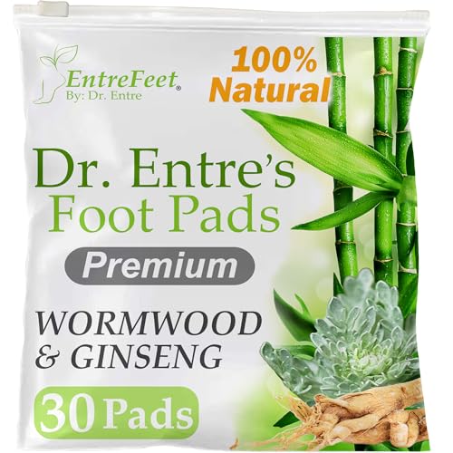 Dr. Entre's Foot Pads Wormwood & Ginseng to Feel Better, Sleep Better & Relieve Stress, Foot Patches | 30 Pack