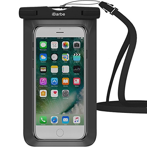 iBarbe Waterproof Case, Universal Waterproof Case IPX8 Waterproof Pouch Dry Bag Compatible for iPhone Xs Max/iPhone Xs/iPhone XR/iPhone X/iPhone 8 Plus/7 Plus 8 7 6S Plus Galaxy up to 6.5'-Black