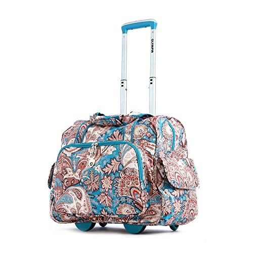 Olympia Deluxe Fashion Rolling Overnighter, Paisley, One Size