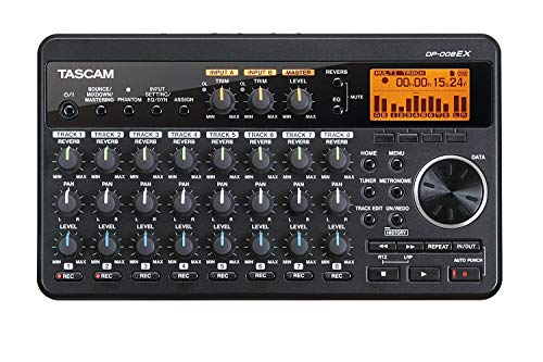 TASCAM DP-008EX 8-Track Digital Pocketstudio Multitrack Recorder, Built-in Mics, Songwriting, Battery Operated
