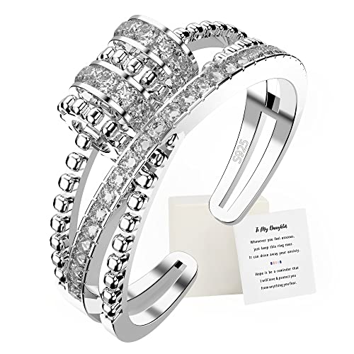 EACHSTYLE Fidget Rings for Women, 925 Sterling Silver Anxiety Ring for Girls, Spinner Ring, Fidget Rings for Anxiety for Women, Gifts for Her
