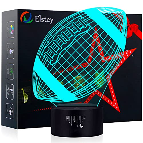 Elstey Football 3D Lamp Optical Illusion Night Light, 7 Color Changing Touch Switch Acrylic Flat & ABS Base & USB Cable Decoration Lamps for Christmas Gift