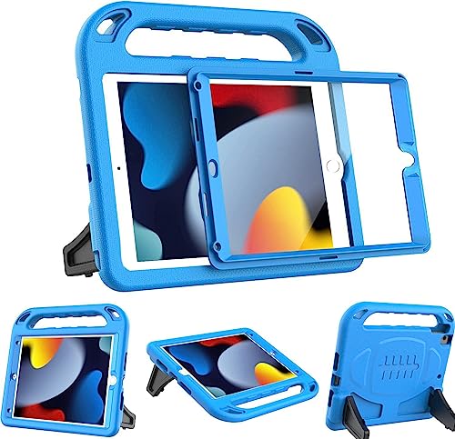 BMOUO Kids Case for New iPad 10.2 2021/2020/2019 - iPad 9th/8th/7th Generation Case for Kids, with Built-in Screen Protector, Shockproof Handle Stand Kids Case for iPad 10.2' (9th/8th/7th Gen) - Blue