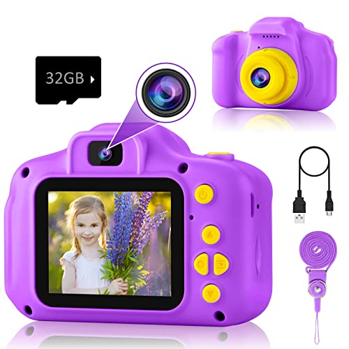 PROGRACE Kids Digital Camera for Girls Boys-Dual Camera Kids Video Camera Camcorder for Girls Toy Gift Birthday Holiday Age 3 4 5 6 7 8 9 Year Old Kids Camera 3-12 Year Mini Children Camera Recorder