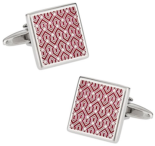 Red Enamel Tapestry Middle East Cufflinks with Presentation Gift Box Wedding