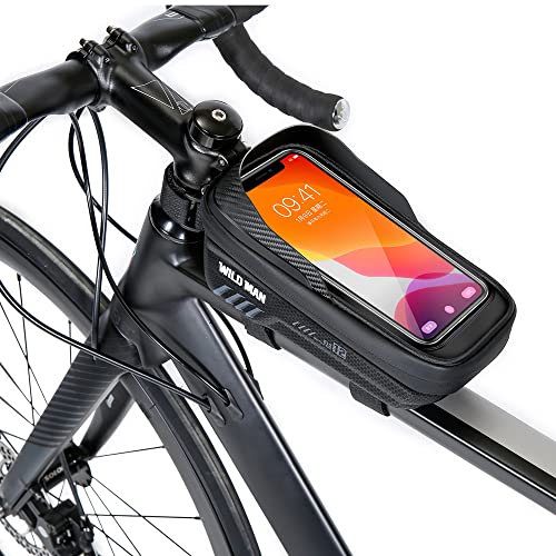 WILD MAN Bike Bags for Bicycles, Bike Accessories for Cycling Gifts for Men, Bicycle Bike Phone Holder Mount, Bike Phone Storage Bag for Adult Bikes for Cell Phone Under 6.7'