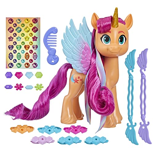 My Little Pony Toys: Make Your Mark Sunny Starscout Ribbon Hairstyles, 6-Inch Orange Pony Toy, Toys for 5 Year Old Girls and Boys and Up, with Hair Styling Accessories
