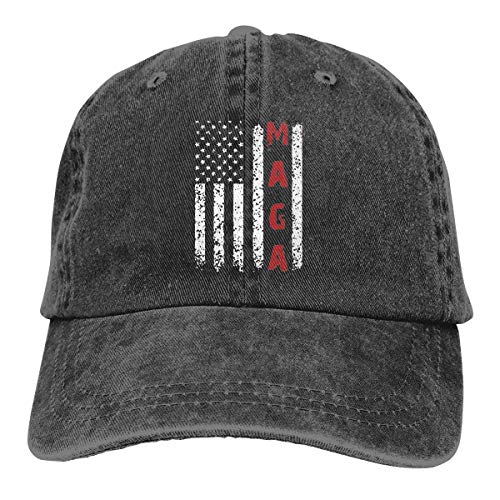 Unisex Make America MAGA Great Again Vintage Adjustable Baseball Cap Denim Dad Hat (One Size, Black)