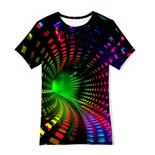 Teenagers Boys Girls T-Shirts Cool 3D Hole Printed Illusion Graphic Tee Shirts Spring Summer Top Clothing Size 13/14 Years