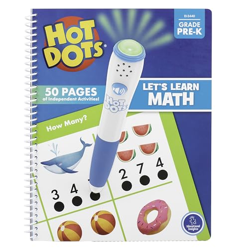 Educational Insights Hot Dots Let's Learn Pre-K Math - Preschool Math Workbook to Learn Counting & Colors with Interactive Activities, Classroom Essentials, Ages 3+