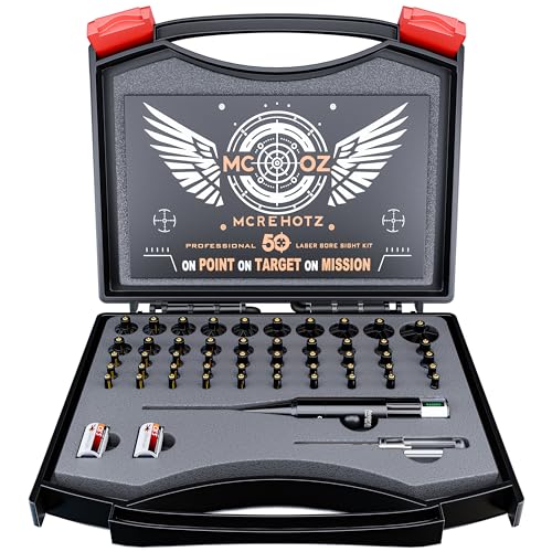 Professional Laser Bore Sighting Kit： Green Bore Sight with 50 Adapters - Multiple Caliber Bore Sighter Perfectly Choice for All Gun - .17 Cal to 12GA Rifle Pistol Boresighter