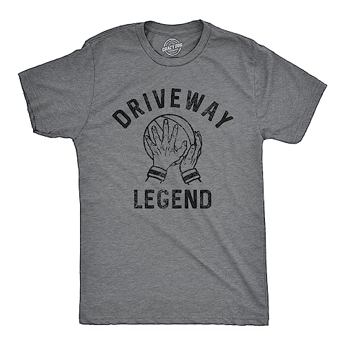 Mens Driveway Legend T Shirt Funny Pickup Basketball Player Hoops Lover Tee for Guys Funny Mens Shirts for Basketball Fan with Sarcastic Sayings Dark Grey - XXL