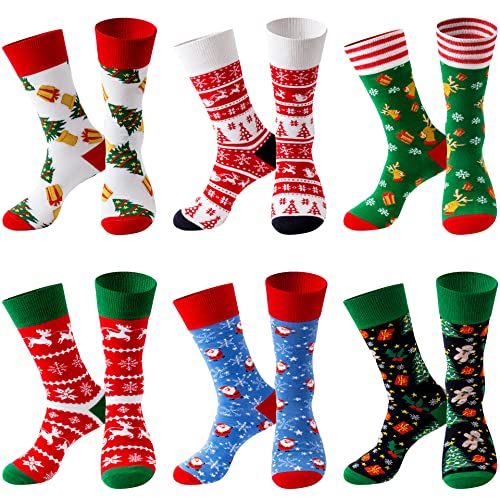 TENYSAF Fun Christmas Socks for Men - Funny Xmas Gifts for Men and Women Novelty Cozy Unisex Crew Cotton Sock Set