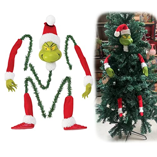 Christmas Tree Decoration, Elf Head, Arms and Legs for Christmas Tree, Stole Christmas Elf Stuffed Stuck Tree Topper Garland Ornaments (A)