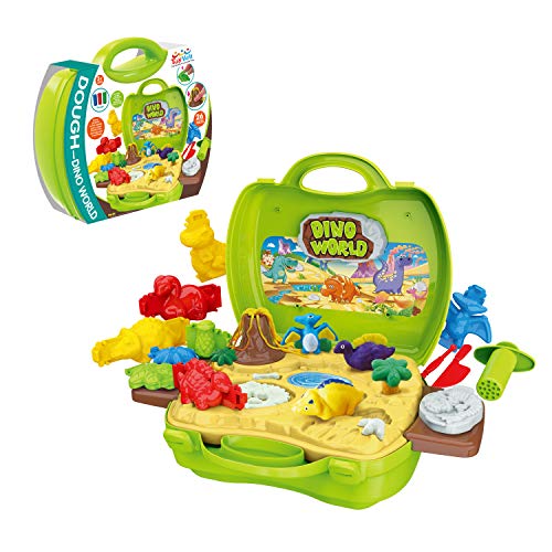 ToyVelt Playdoh Sets for Kids Ages 2-4 - Dinosaur Playdoh Set Includes 30 Pack of Clay Dough, Dinosaur, Volcano, Fossil Molds, Tools and Storage Case