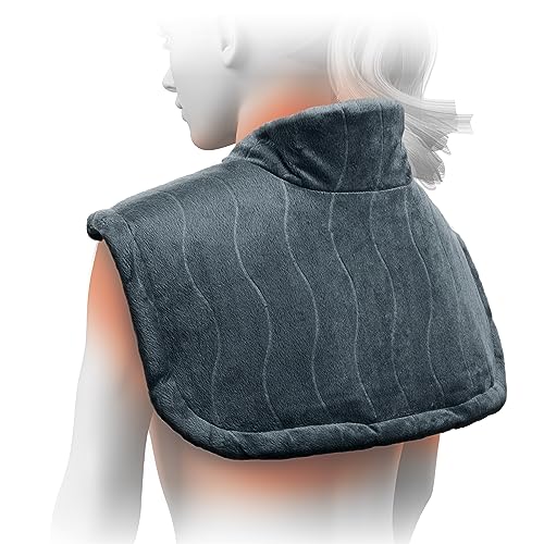 Pure Enrichment PureRelief Pro Far Infrared Neck & Shoulder Heating Pad - Deeper Muscle Relief, 4 Heat Settings, Auto Shut-Off, Universal Fit, Magnetic Closure, Dry/Moist Heat, Machine Washable