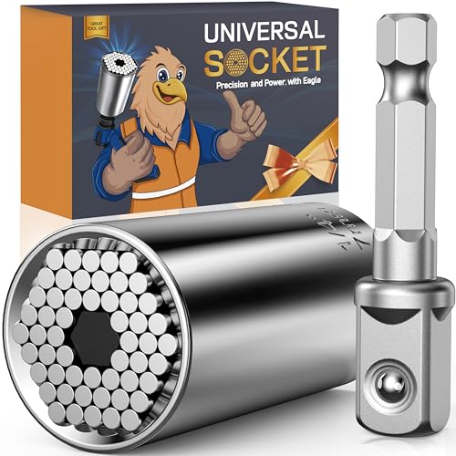 POCIONE Universal Socket Wrench, Chrome Vanadium Steel, 1/4' to 3/4', 7mm to 19mm