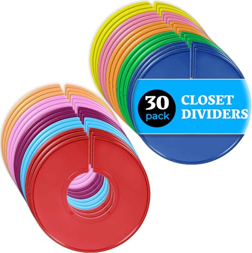 Closet Dividers for Hanging Clothes- Set of 30 Closet Divider Set | Color Clothing Rack Dividers, Clothes Dividers for Closets, Closet Labels, Dividers Closet Clothes Dividers