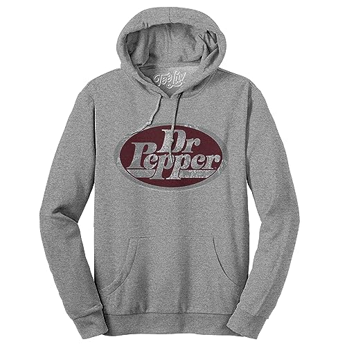 Tee Luv Men's Dr Pepper Hoodie - Lightweight Dr Pepper Hooded Sweatshirt, Graphite Heather, XL