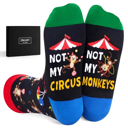 Zmart Funny Socks 2023 for Women Men Mom Dad Him Her Wife Husband, Fun Monkey Gifts for Monkey Lovers Fun Monkey Socks