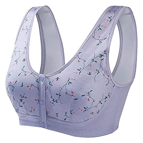 Pallet Sales Amazon Post Surgery Bra Front Closure Zipper Women Daily Bra Wireless Post-Surgery Bra Front Closure Easy Close Sports Bras Convenient Front Button Lingerie Sports Bra Light Blue L