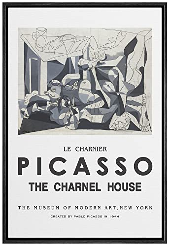 IDEA4WALL Framed Canvas Print Wall Art The Charnel House by Pablo Picasso Historic Cultural Illustrations Fine Art Traditional Colorful Vintage for Living Room, Bedroom, Office - 24'x36' BLACK