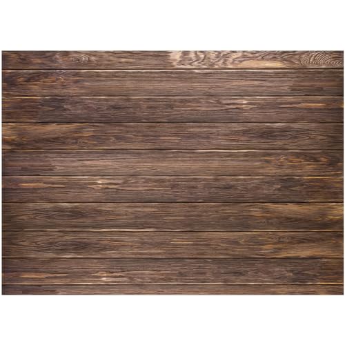 LYWYGG 7x5ft Thin Vinyl Brown Wood Backdrop Photographers Retro Wood Wall Background Cloth Seamless CP-19