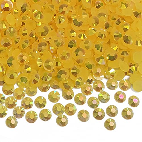 3000pcs 4mm Resin Rhinestone AB Color Round Flatback Jelly Resin Rhinestones Glitter Diamond Stone for DIY Crafts Face Makeup Cups Bottles Tumbler(4mm, 14 Jelly Yellow AB)