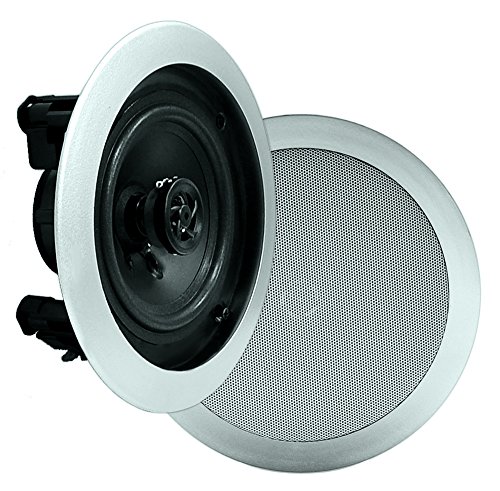 Pyle 5.25” Ceiling Wall Mount Speakers - Pair of 2-Way Midbass Woofer Speaker 1'' Polymer Dome Tweeter Flush Design w/ 80Hz - 20kHz Frequency Response & 150 Watts Peak Easy Installation PDIC51RD