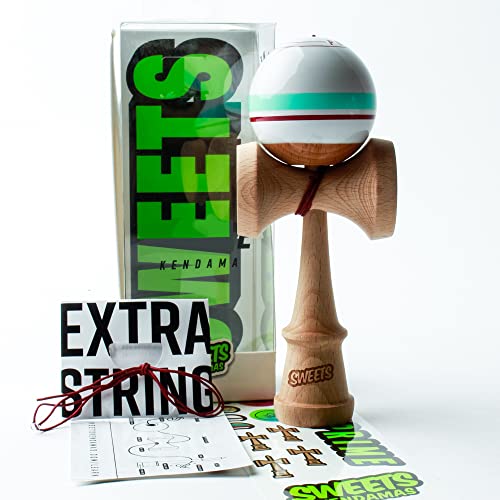 Sweets Kendamas Boost Sport Stripe Kendama - Sticky Paint, Improves Hand Eye Coordination, Reflexes, Stripe Design, Extra String Accessory Gift Bundle (Avalanche)