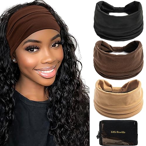 S&N Remille Wide Boho Headbands, Large Hairband for Women, Elastic Non-Slip Headband Twisting Accessories, Auitable for Sports Yoga And Running