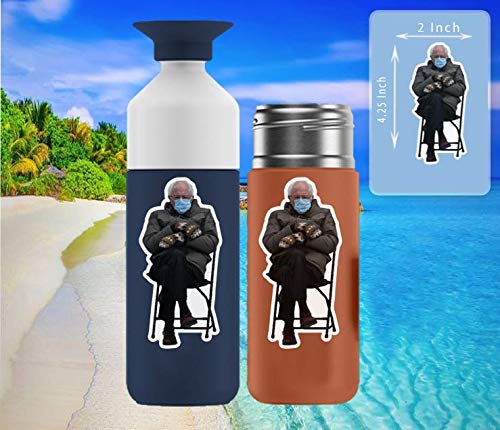 Printbeat Bernie Sanders Mittens Inauguration Sitting in Chair Meme Life Vinyl Decals Stickers (4.25' x 2') 2 Pack - For Car Truck SUV Van Window Bumper Wall Laptop MacBook Water bottle Skateboard and Any Smooth Surface