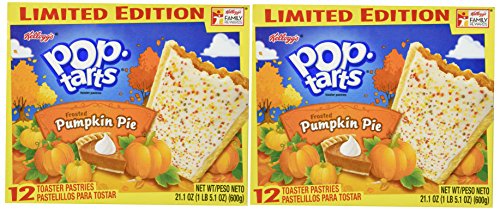Kelloggs Pop-Tarts (2 PACK)-LIMITED EDITION 24 Pumpkin Pie Toaster Pastries, 2 BOXES (Each Box Contains 12 Pastries) - Each Box is 21.1 oz)