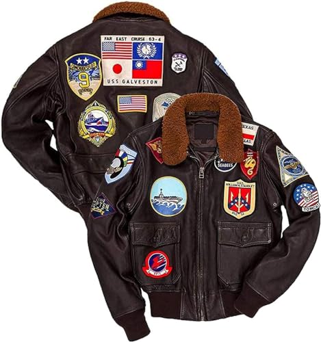 Top Men Aviator Pilot Gun Style Leather Jacket With Removable Fur Collar | Men's Top Flying Gun Bomber Jacket