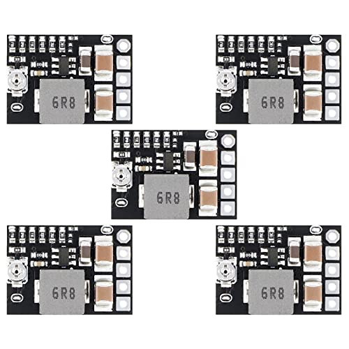 DROK DC 5V Power Converter, 5pcs Mini Voltage Buck Regulator DC 4.5-20V 12V 9V Step Down to 5V Reducer Transformer Board 3A 10W Adjustable Fixed Volt Output Step-Down Power Supply Stabilize
