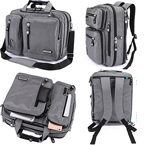 FREEBIZ Laptop Bag Convertible Backpack Business Briefcase Messenger Bag Water Resistant Travel Rucksack for 17.3 Inch Laptop for Men Women (Gray)