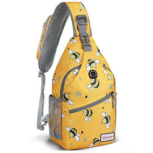 ZOMAKE Sling Bag for Women Men:Small Crossbody Sling Backpack - Mini Water Resistant Shoulder Bag Anti Thief Chest Bag Daypack for Travel Hiking Outdoor Sports(Bee Yellow)